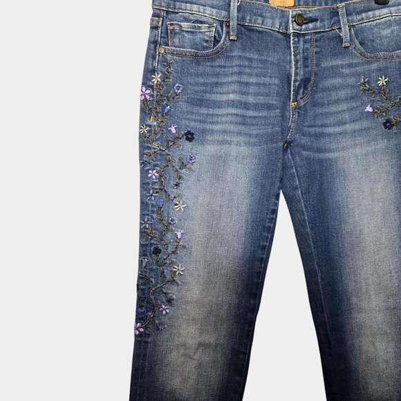 DRIFTWOOD Eva Classic Fit Bootcut Floral Embroidered Jeans 26 Boho Streetwear - Picture 4 of 14